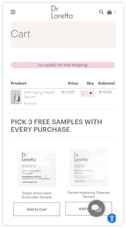 pick 3 free samples with every purchase